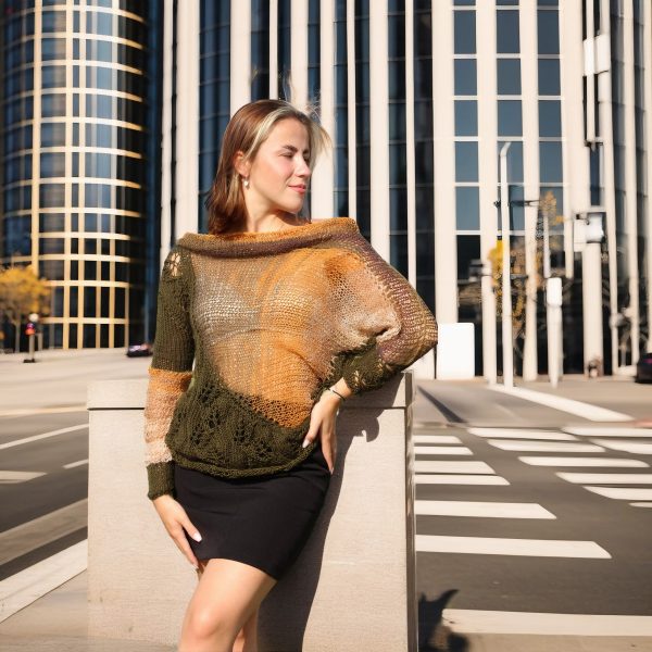 Autumn Whisper mid-season sweater in soft natural fiber blend