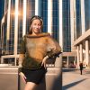 Autumn Whisper top with asymmetric cut and natural color harmony