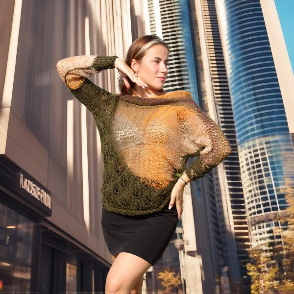 Layered earthy sweater Autumn Whisper styled for seasonal transitions