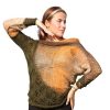Reversible sweater Autumn Whisper in earthy green and beige palette