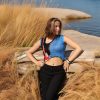 Azure Blaze reversible knit in vivid blue gradient with artistic form