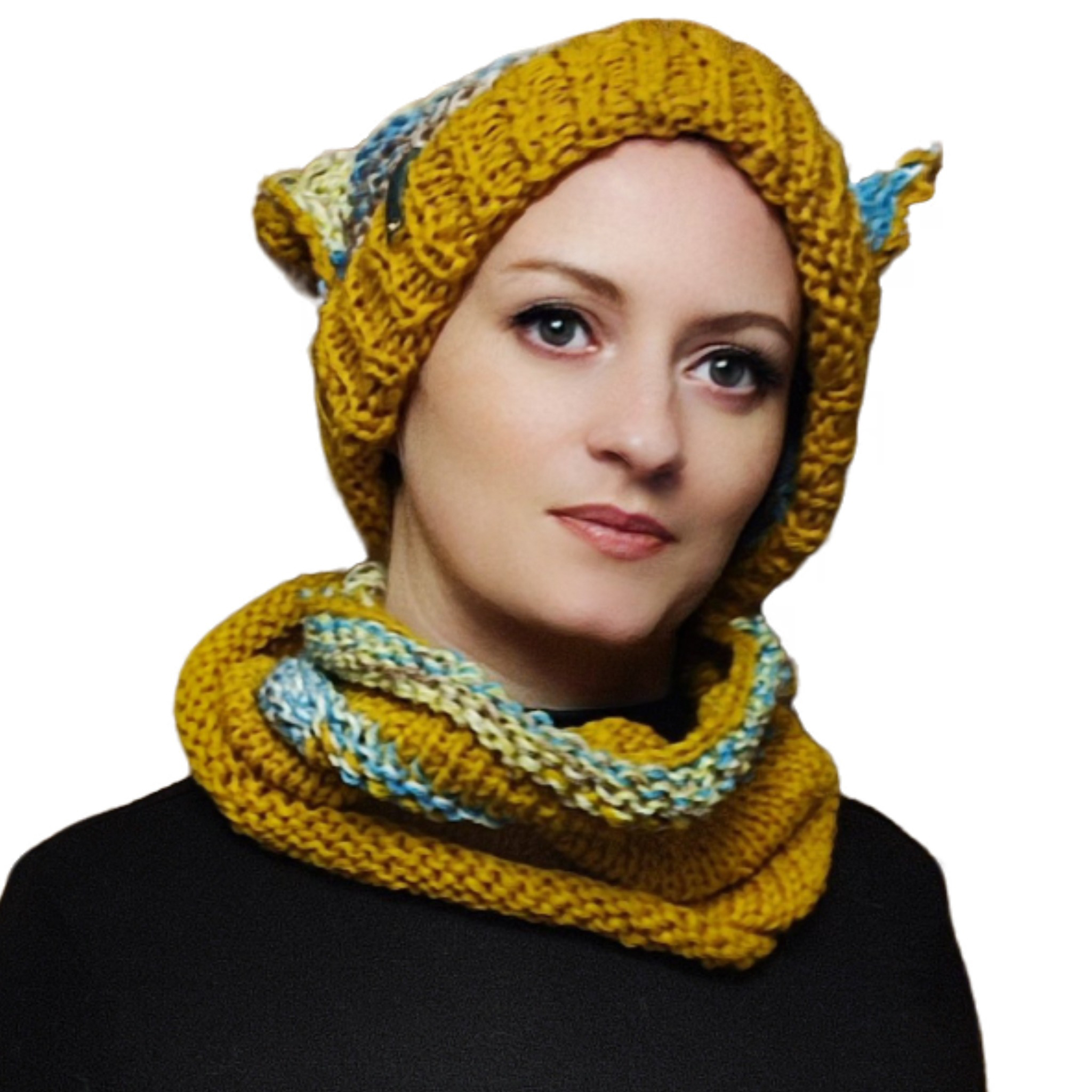 Chaotic Squirrel – hat with squirrel ears, bold autumn color palette