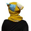 Chaotic Squirrel snood looped around neck, playful and unique color arrangement