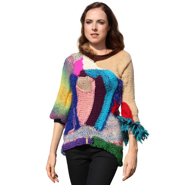 Soft knit Colorful Madness with vibrant patchwork design