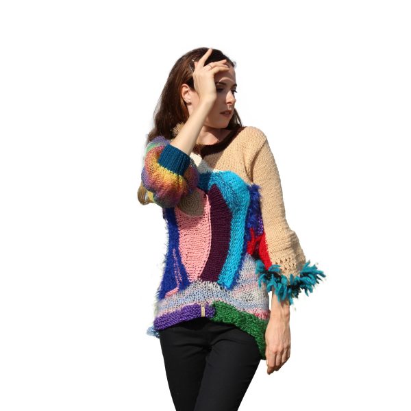 Rebellious sweater Colorful Madness with cozy textured feel