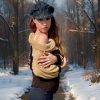 Elegant Contrast back-to-front sweater with light beige and dark chocolate gradients and lurex highlights