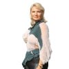 Enchanted Moss asymmetric knit sweater in moss green and white