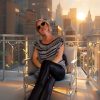 Knit top with open stitching, breathable and light