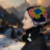 Flip the Shade hat and snood set, color blocks in white, blue, green, pink, orange.