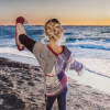 Mauve Whirl reversible knit for women with bold style