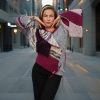 Elegant rebellious knit top in muted purple tone