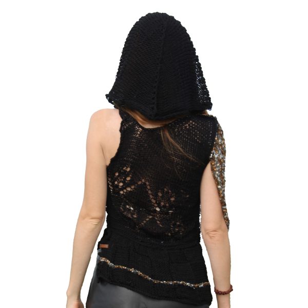 Midnight Madonna asymmetric summer cape in breathable fabric