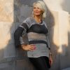 Silver Hues Symphony silver-toned sweater with flowing cut, playful asymmetry, and urban charm