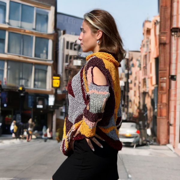 Plush Enigma in rich brown and burgundy with plush pink accents, celebrating bold yet free design.