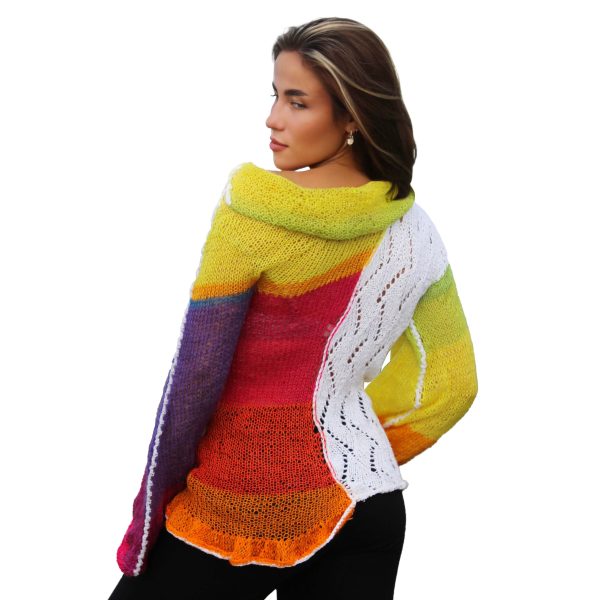 Radiant Calm featuring reversible design with one shoulder dropped, soft flowing waist, and asymmetric long sleeves.