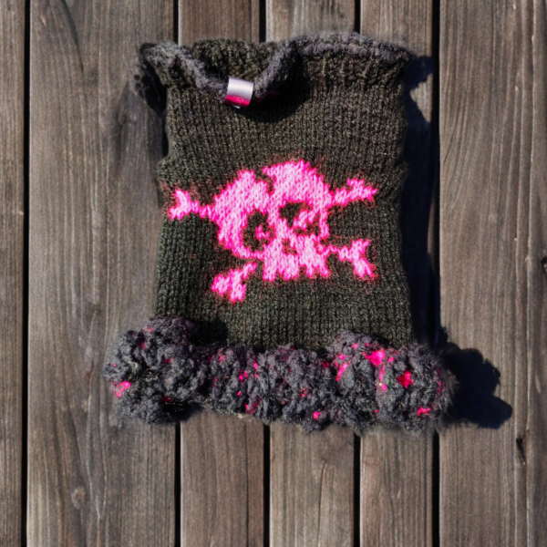 Rebel Elegance stylish small pet sweater combining comfort, charm, and audacious black and pink design