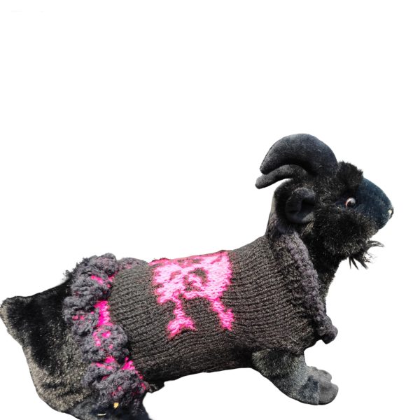 Rebel Elegance designer sweater for cats and dogs featuring bold black fabric and pink accents for beloved pets