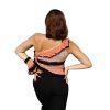 Rosy Cascade summer one-shoulder top, light acrylic blend, airy and comfortable