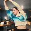 Seabreeze Dream airy sweater with subtle white accents and playful cuff