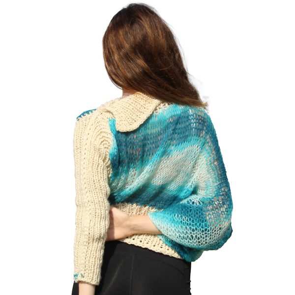 Seabreeze Dream sweater featuring playful cuff and flowing mohair gradient
