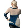 Serenity Wave Symphony lightweight sweater in beige with turquoise asymmetrical panels, breathable urban chic style