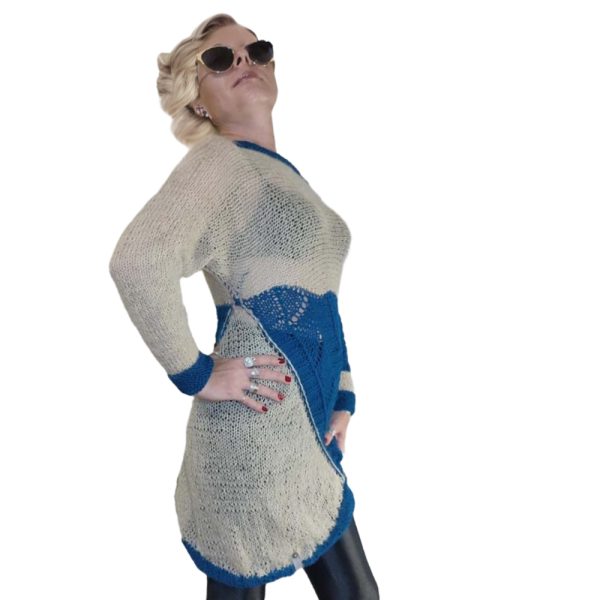 Serenity Wave Symphony reversible lightweight sweater, soft mohair-acrylic blend, urban style
