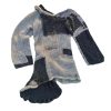 Silver Hues Symphony silver-toned sweater with flowing asymmetrical tail and elegant contrast panels