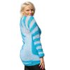 Diagonal stripes of Stilled Surf sweater — blue sea with white foam, frozen in acrylic.