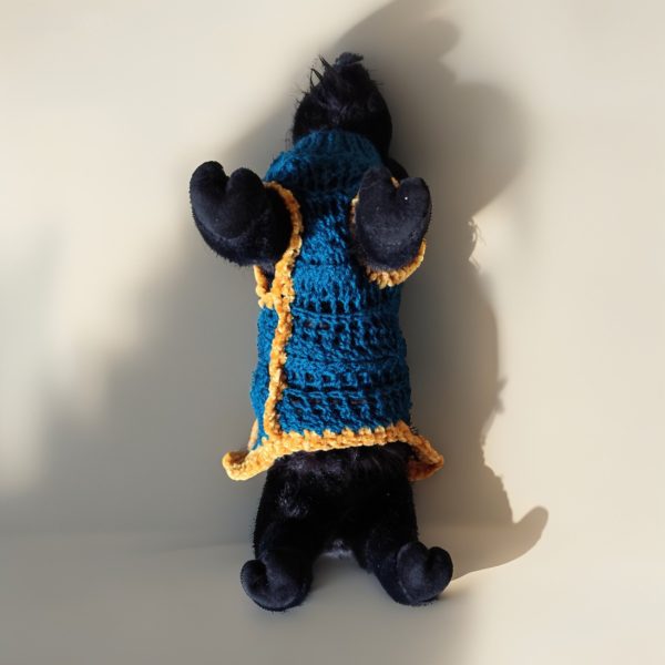 Sprout Explorer whimsical green-blue sweater with full belly cut and flexible neck band