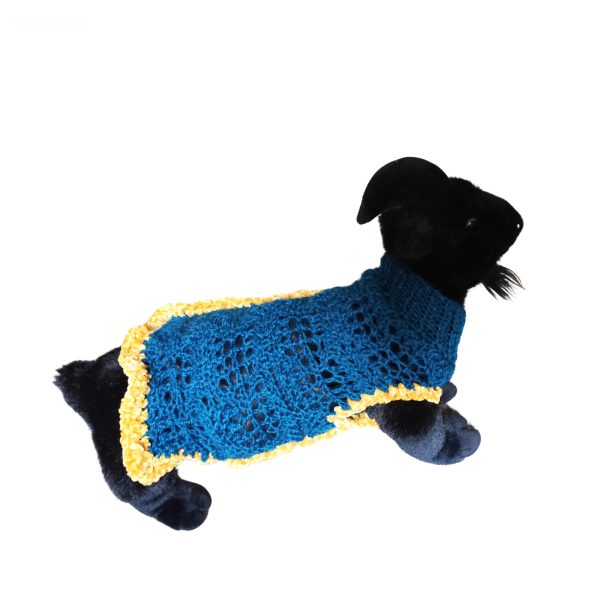 Sprout Explorer emerald wool and acrylic sweater with plush yellow paw trims, cozy and playful