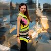 Sunburst Charm fitted elongated top, cheerful colors, airy feel, one-of-a-kind handmade creation