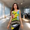 Sunburst Charm fitted top in patchwork style, joyful color combinations, handmade and one-of-a-kind