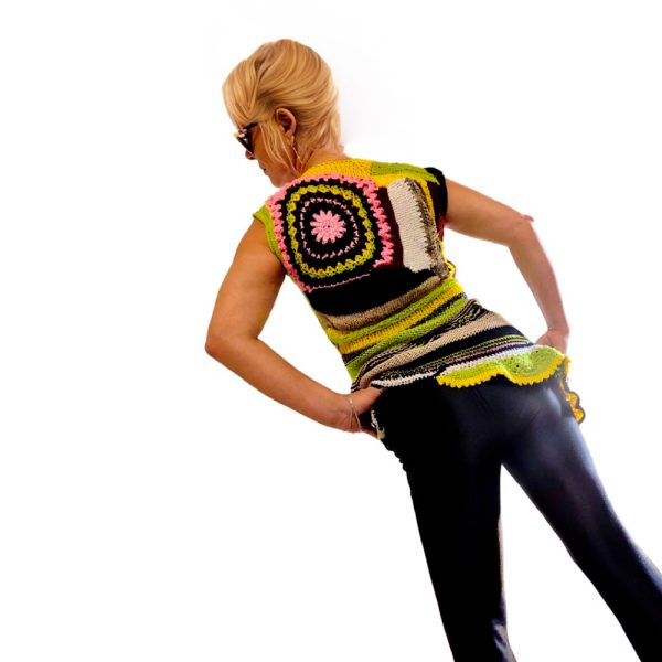 Sunburst Charm patchwork-inspired top, colorful, airy, unique, handcrafted, joyful and playful
