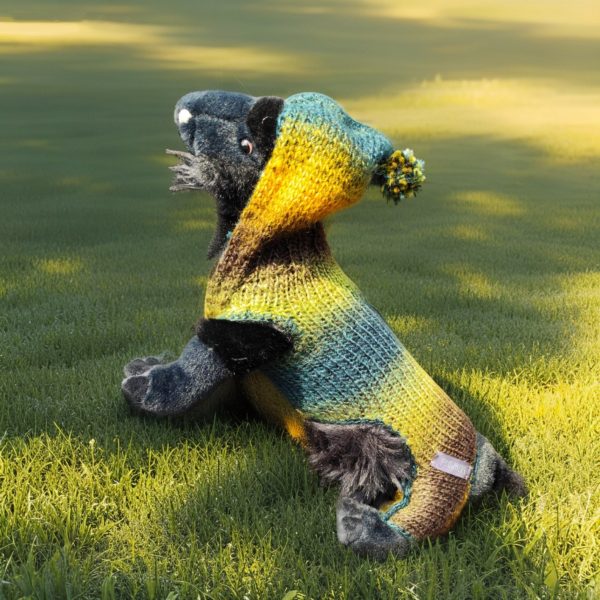Tiny Tails Tranquility cozy pet sweater with hood and pompom for playful cats and dogs who love comfort and style