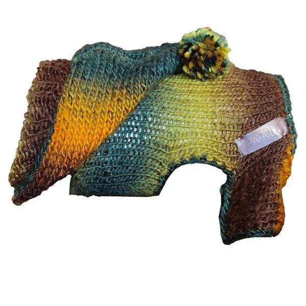 Tiny Tails Tranquility designer pet clothing with pompom hood and cozy texture for small dogs and cats