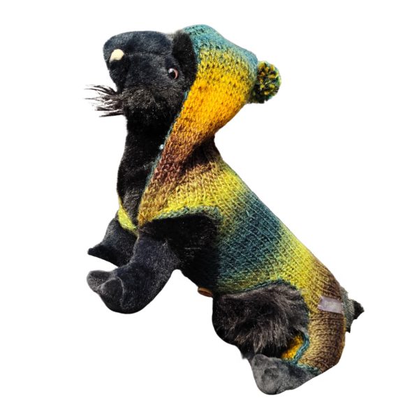 Tiny Tails Tranquility chic pet sweater offering warmth and playful charm for cats and dogs with bold personality
