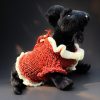 Tiny Tornado dog and cat sweater, red and white frills, bow on back, cozy and stylish comfort