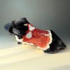 Tiny Tornado knitted sweater for pets, soft acrylic, red with white accents, playful and bold personality