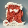 Tiny Tornado knitted sweater, red with white frills, playful bow, snug fit for active little pets
