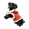Tiny Tornado knitted pet sweater, red base with white details, frills on paws, playful and bold look