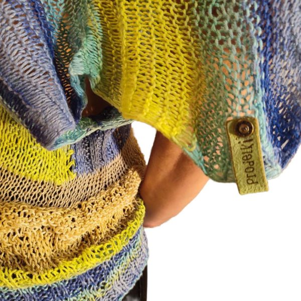 Unruly Drift cropped top in mixed moods of brown, blue, beige